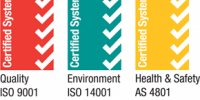 SAI Global certified: ISO 9001 Quality Management, AS 4801 Health & Safety